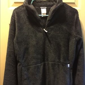 Large Black fuzzy north face sweater
